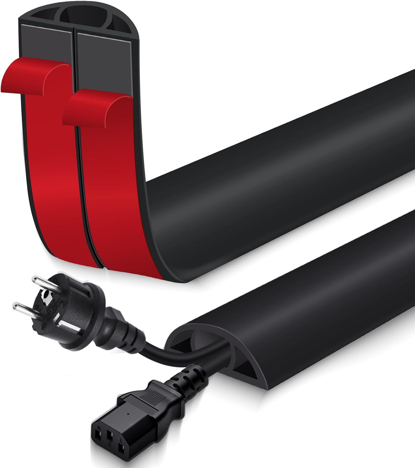 Floor Cord Cover for Wires on Floor Self Adhesive Cord Hider Floor Cable Management Wire Covers for Cords Protector Prevent Cable Trips Cord Cavity W 0.47" x H 0.27", Black, 20Ft 1.18 In x 20 Ft Black