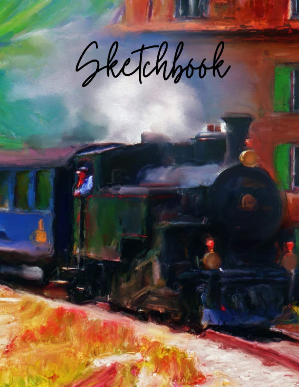 Train Sketchbook: Locomotive and Wagon Blank Sketching Book | 8,5x11 Train Drawing Book