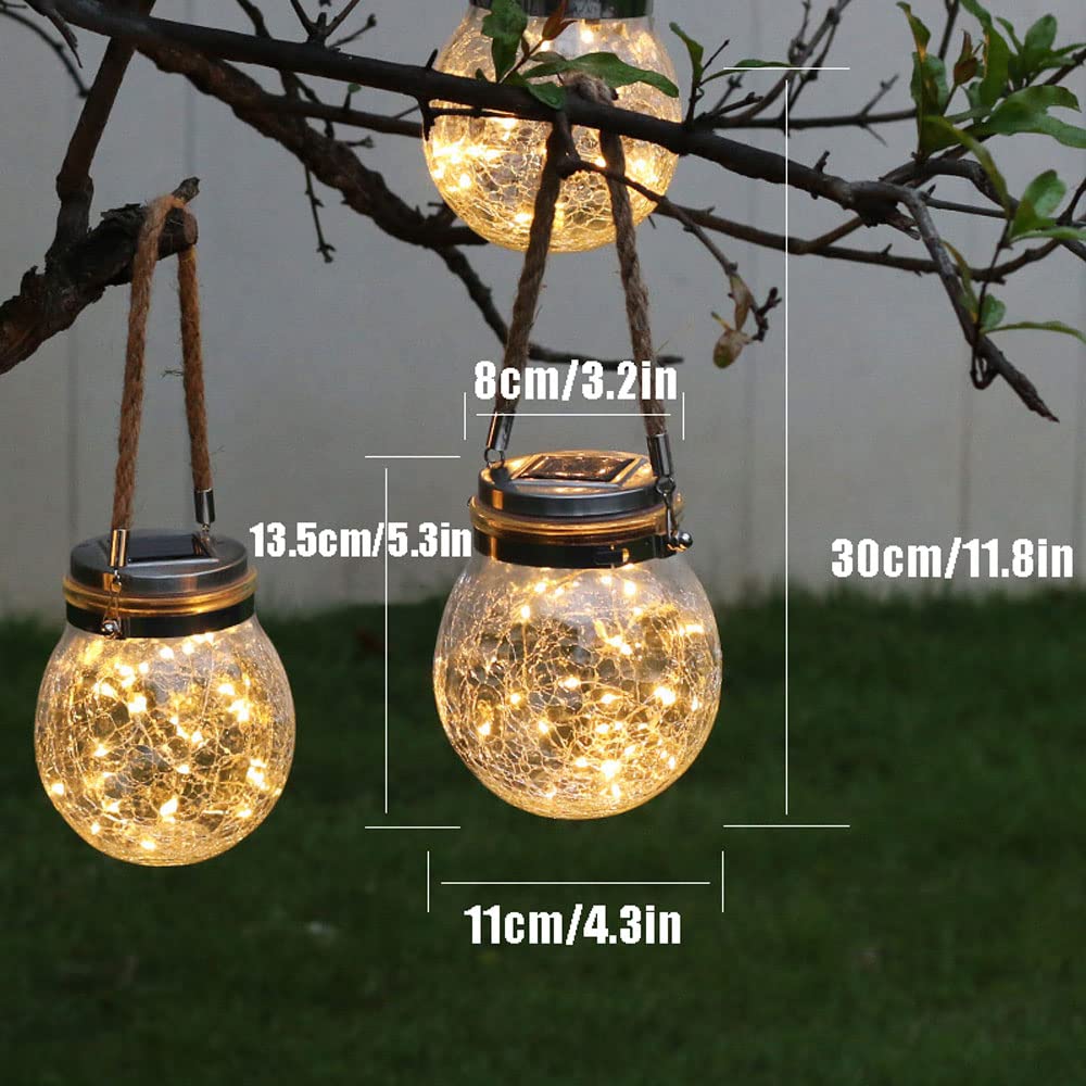 Zestaw 2 wiszących lampionów solarnych, zewnętrznych ozdób choinkowych, solarnych lamp wiszących, do ogrodu, ogrodu, na podwórko, drzewo, kinkiety ścienne