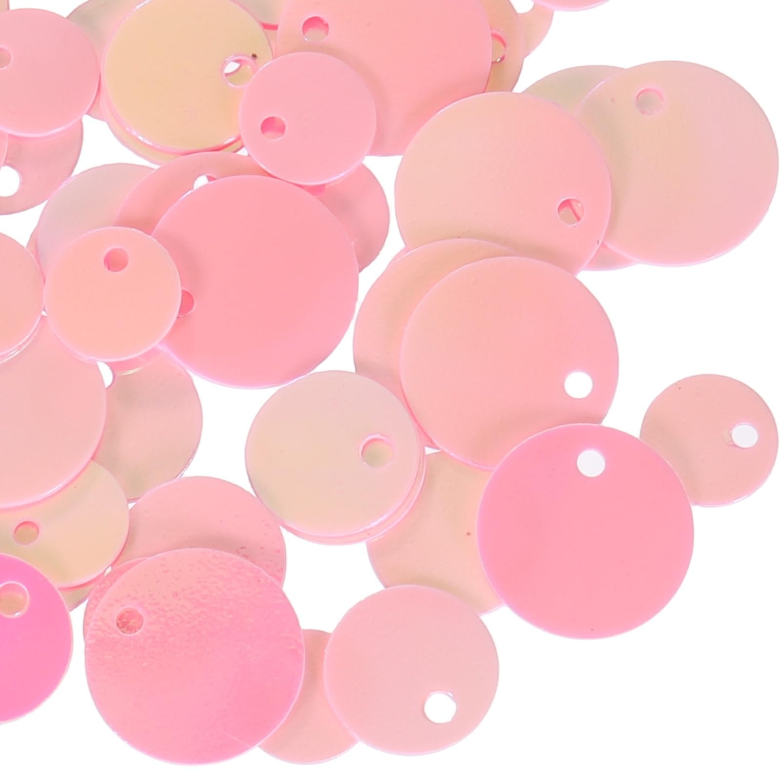 sourcing map 1500 Pcs Flat Round Sequins, 6/8/10mm Loose Paillettes Craft Sewing Sequins with Single Side Hole for DIY Embroidery Clothing Jewelry Making, Milk Tone Pink โ image 1