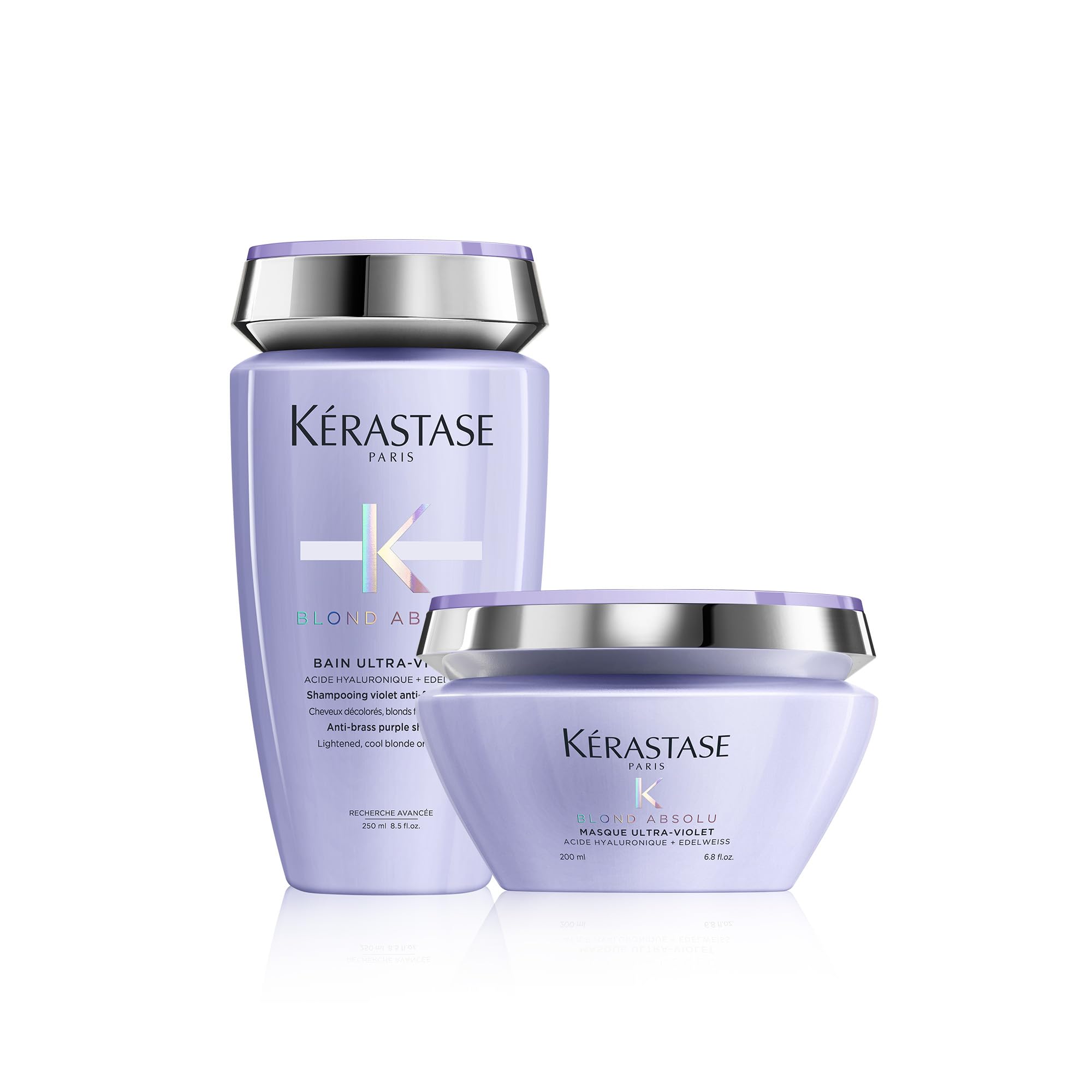 KÉRASTASE Blond Absolu - Routine Anti UV Pour Cheveux Méchés & Décolorés - Illumine & Neutralise Les Faux Reflets - Acide Hyaluronique & Edelweiss - Shampoing + Masque