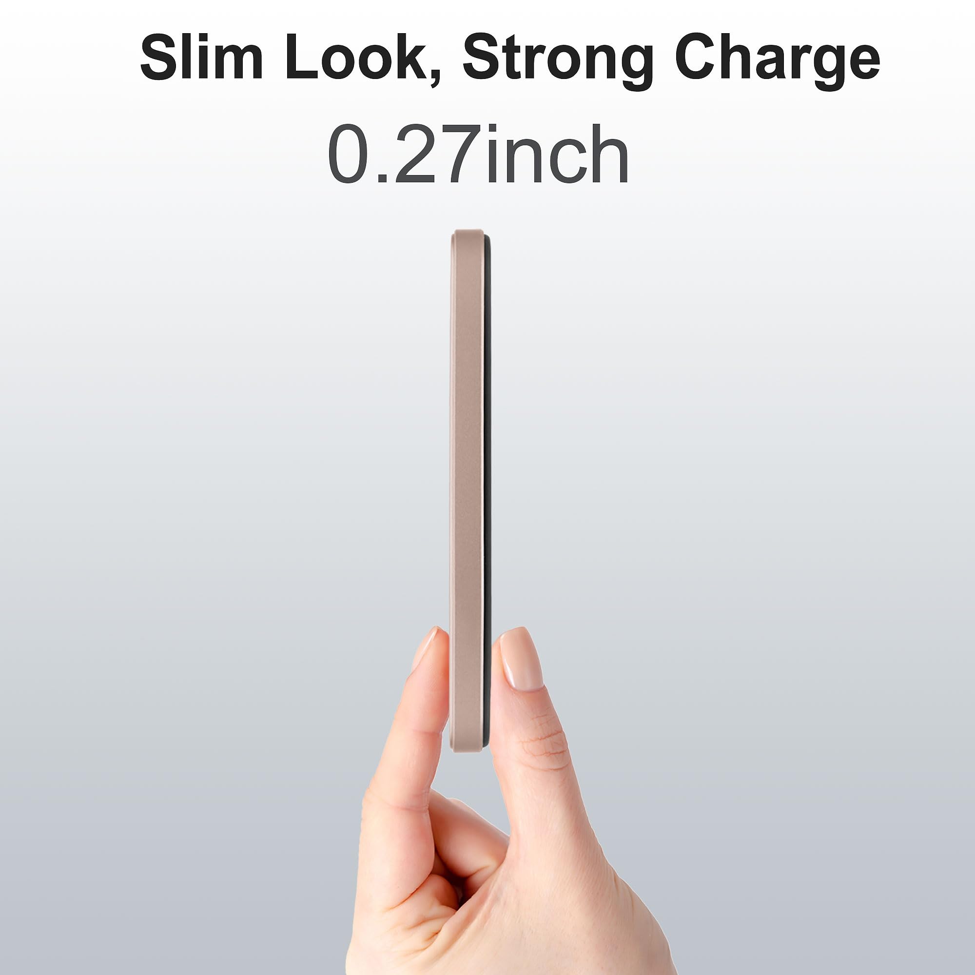 Cargador portátil magnético de 5000 mAh, cargador portátil inalámbrico ultra delgado de 15 W, carga rápida para iPhone 16/15/14/13/12 Pro/Pro Max/Plus, carcasa de metal, cable USB-C para cargar