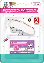 Tilibra - Grampeador 12 Folhas Mini com Extrator Be Nice + 830 Grampos