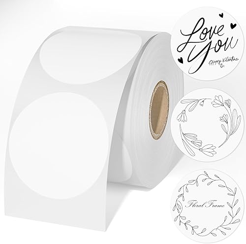 CLASSY Etiquetas adhesivas térmicas circulares, etiquetas térmicas de 2 pulgadas, etiquetas térmicas directas redondas multiusos para etiquetas de