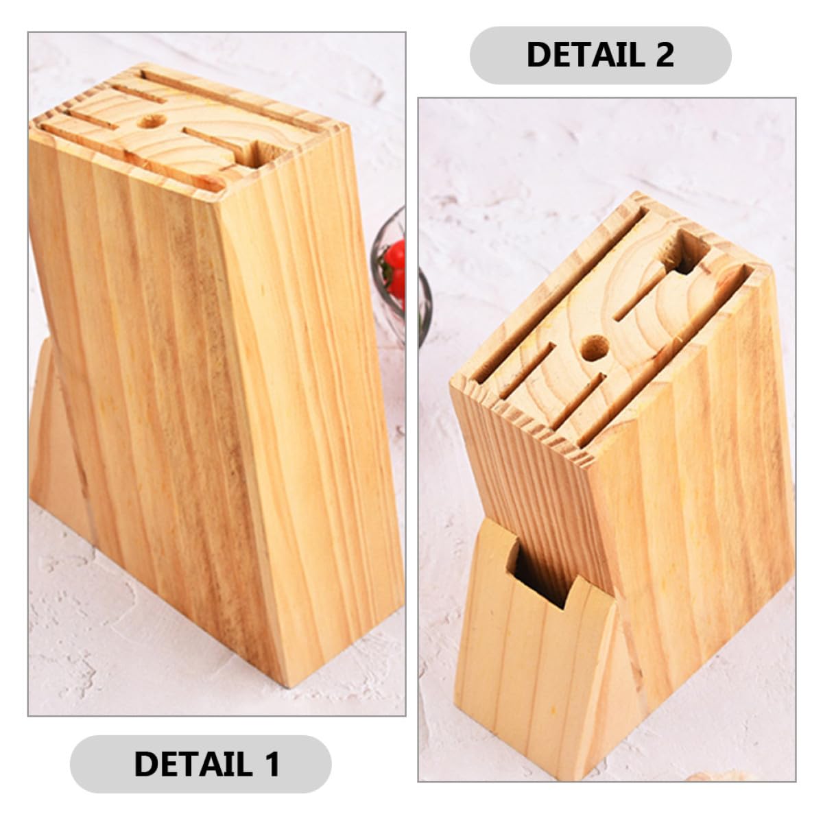 Housoutil Support pour Couteaux Cuisine en Bois Naturel Porte-Couteaux Multifente Stable Rangement Sécurisé pour Couteaux et Ustensiles Cuisine Accessoire Pratique pour Plan de Travail