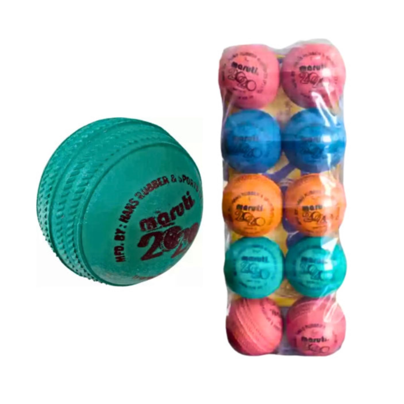 HRS Maruti Rubber Cricket Balls for Practice and Training | Rubber Ball for Indoor & Outdoor Cricket, Bowling and Catching Drills | Soft Grip Bouncing Balls for Adults (Pack of 6)