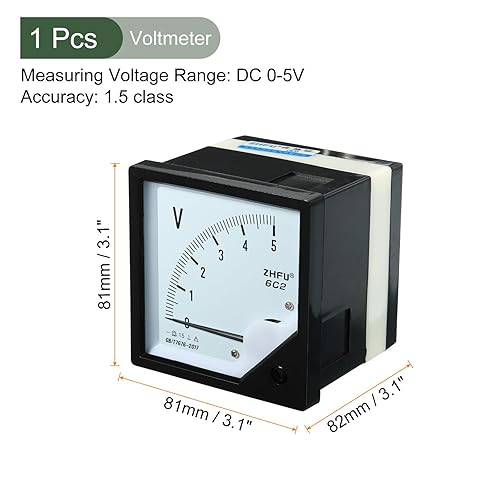 Miniatura 2 de YOKIVE Voltímetro de panel analógico, 6C2 DC 0-5 V, herramienta de medición de voltios, ideal para equipos de medición de pruebas de circuitos