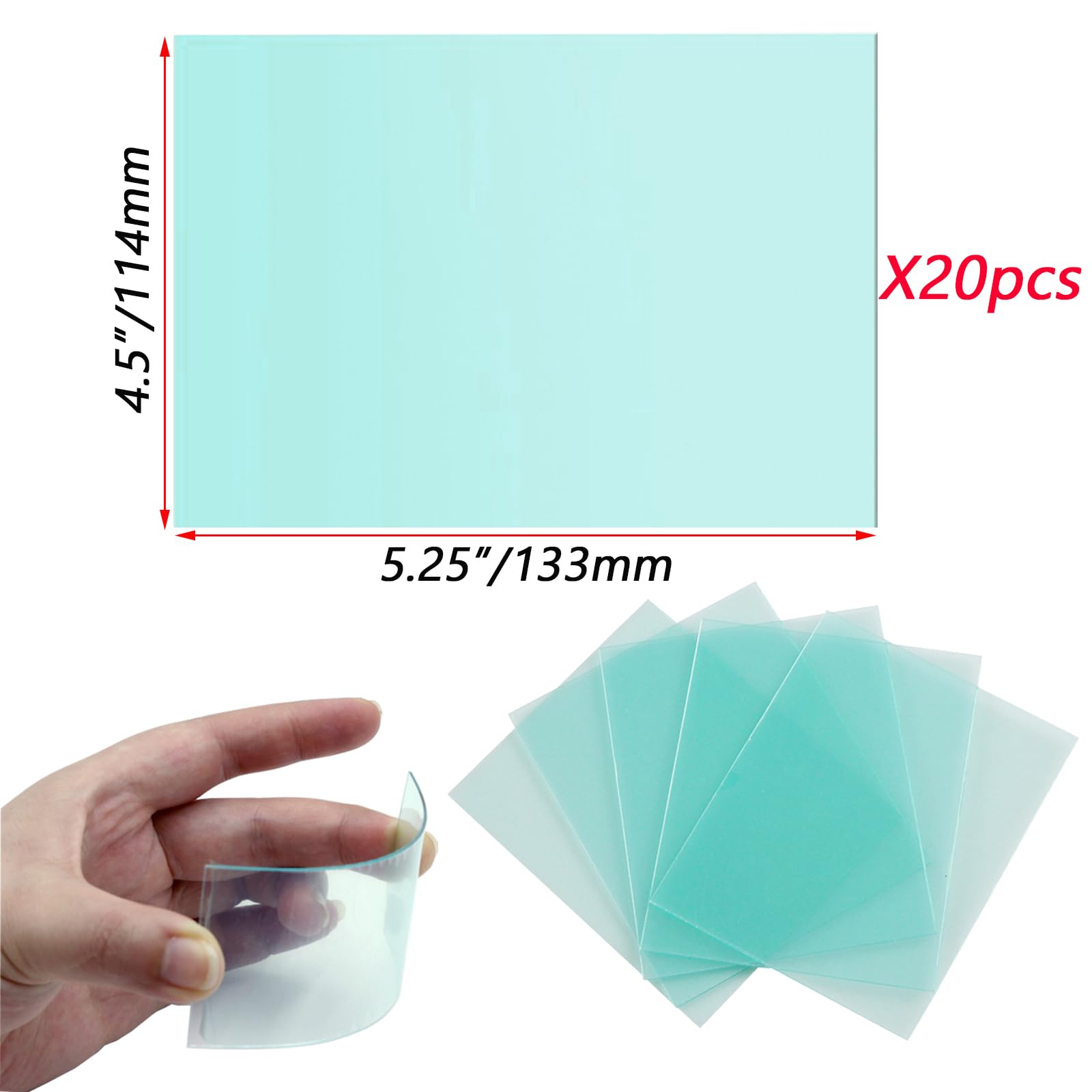 20 lentes protectoras de repuesto para lentes de soldadura, 4.5 x 5.25 x 0.04 pulgadas, cubiertas de lente transparente para casco de soldadura con oscurecimiento automático solar