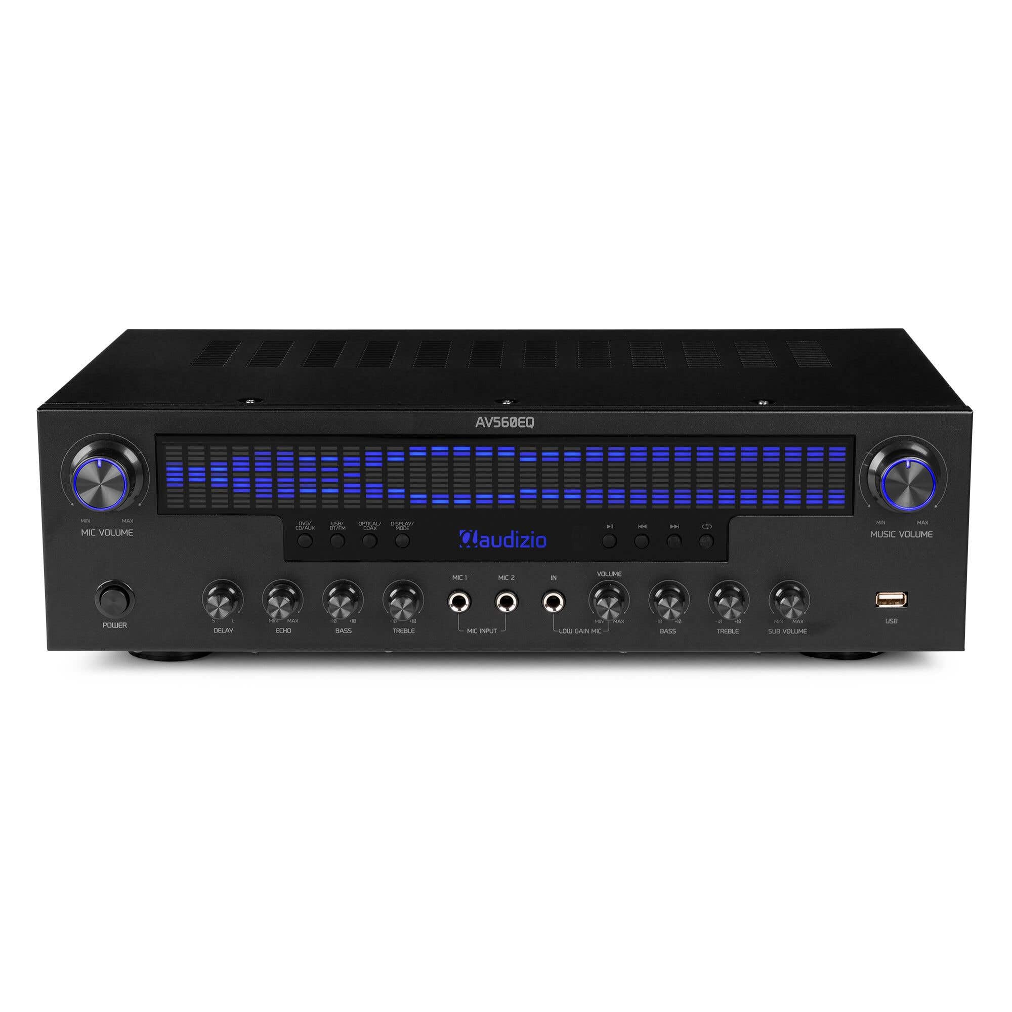 Audizio AV560EQ - Amplificatore Home Cinema 5.1, 390 W, Bluetooth USB FM | Immersive Home Cinema per film e musica, connessione versatile Bluetooth e USB, ideale per karaoke e lounge