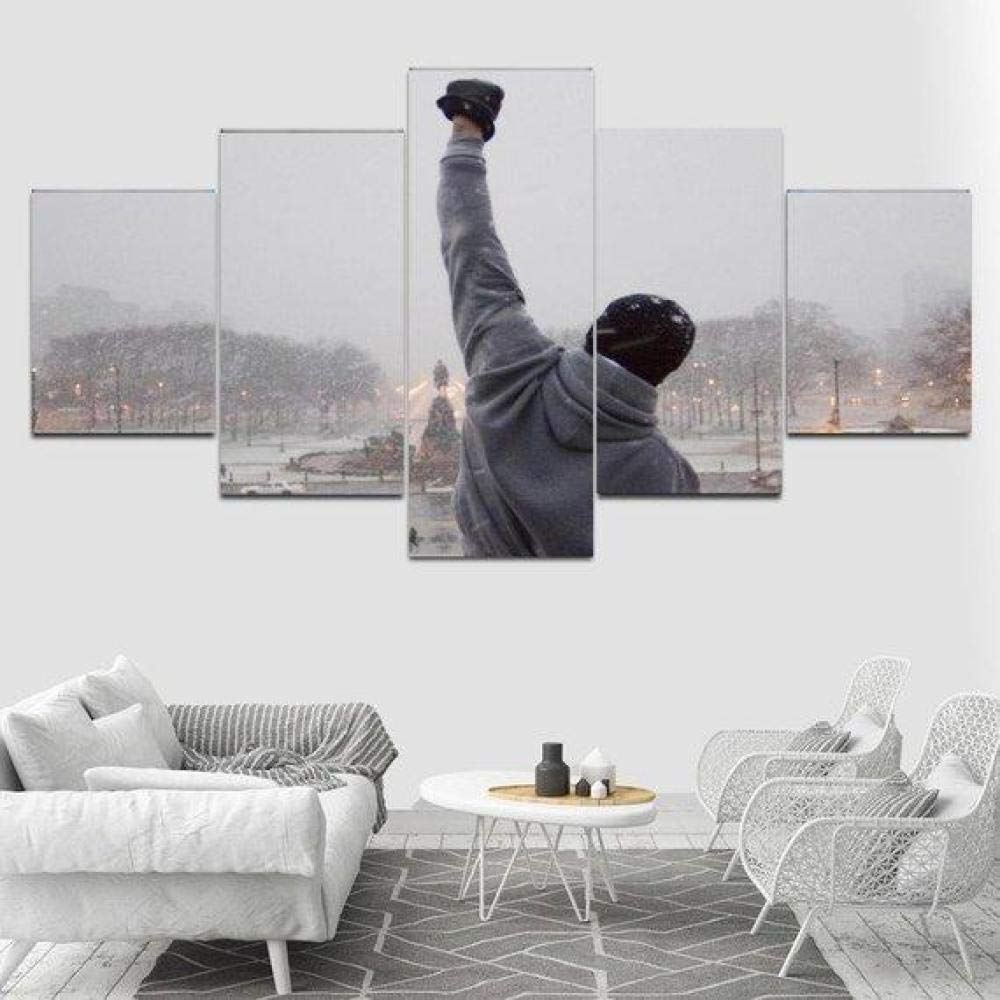 Yywife Quadro Moderno Stampe e Quadri su Tela 5 Pezzi Rocky Balboa Quadro Pittura su Tela Arte Murale Arredamento Soggiorno Moderno Modulare Decorazione Casa