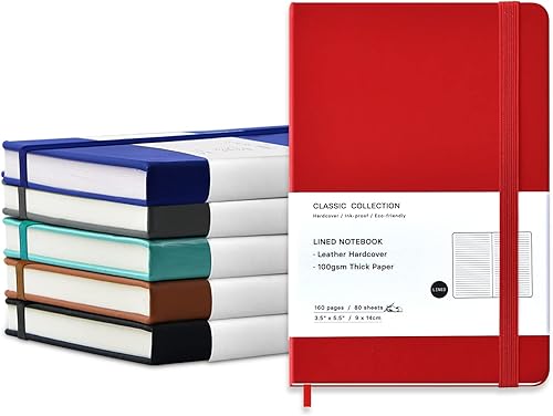 Paquete de 6 cuadernos de bolsillo, cuadernos pequeños, mini bloc de notas con rayas universitarias, de tapa dura de cuero, para oficina, hogar, disponible en Yaxa Costa Rica