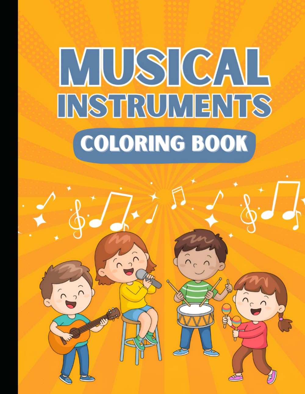 Musical Instruments Coloring Booklet in Colorful and Grayscale Illustrative Style