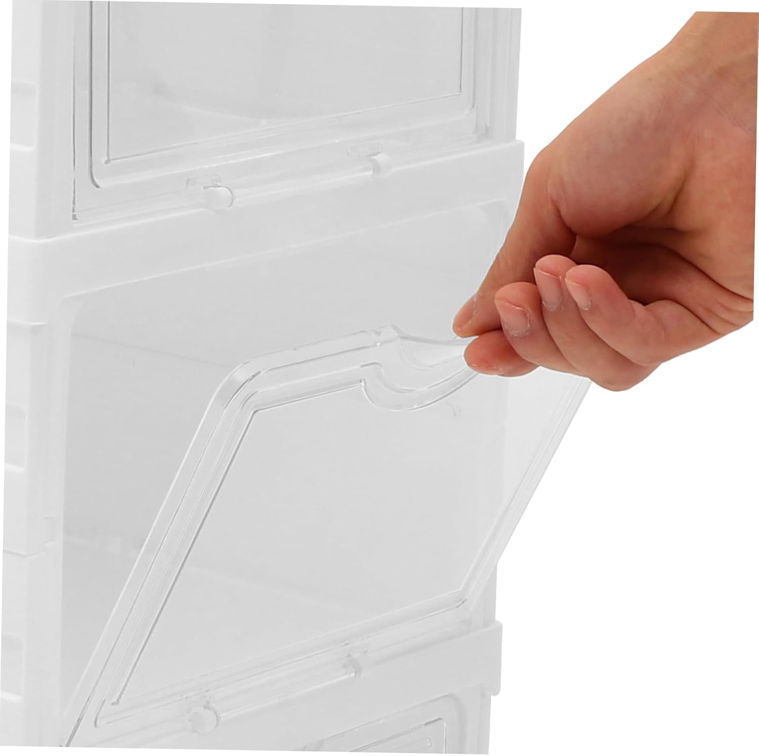 Cabilock Stackable Transparent Shoe Storage Box Organizer with Design Foldable Multi Sneaker Holder Material for Space Saving and Easy Shoe Access