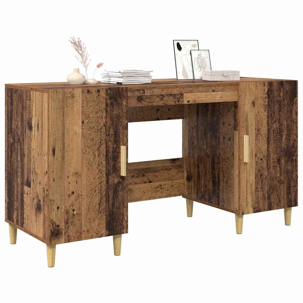 Scrivania con scaffale, in legno anticato, 140 x 50 x 75 cm, tavolo da lavoro per home office e ufficio, tavolo da ufficio con ampio spazio di archiviazione, segretario per studio e studio