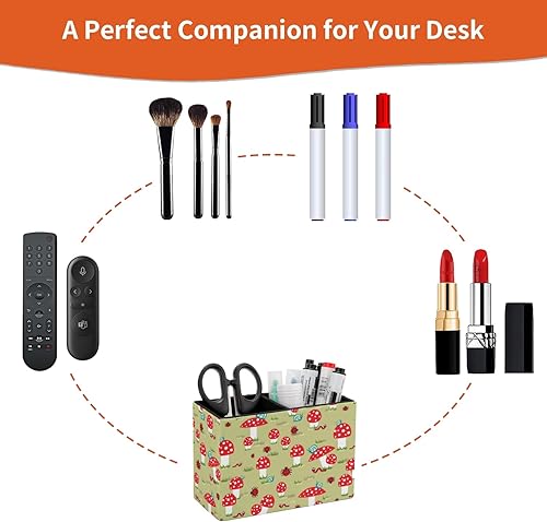 Miniatura 2 de DEHOZO Soporte para bolígrafos, soporte para lápices, para escritorio, mariquitas, caracoles, hongos, piel sintética, almacenamiento de vasos para