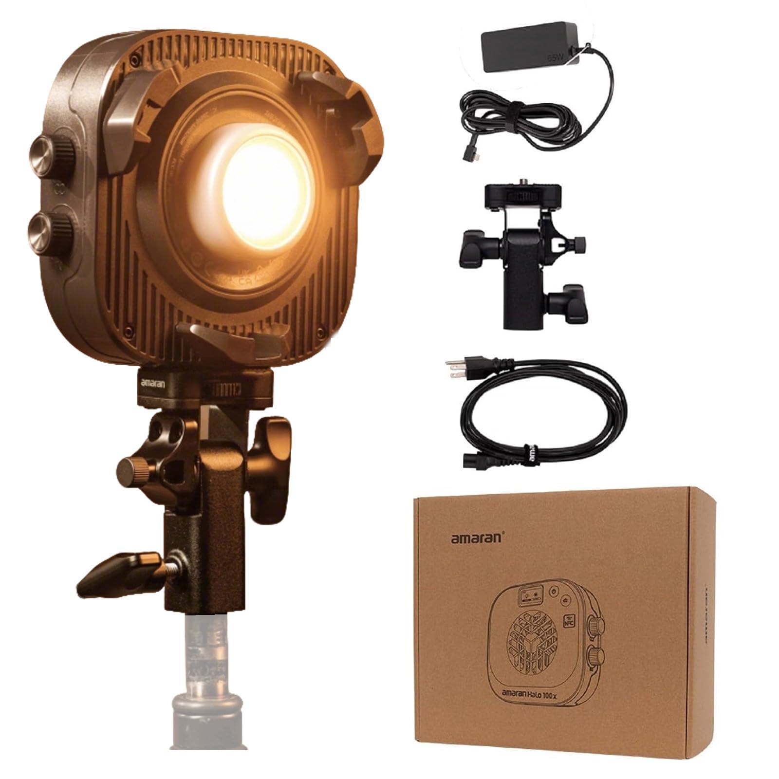 Amaran Halo 100x kompaktowa lampa wideo COB LED, 100 W, temperatura barwowa 2700 K – 6500 K, złącze Bowensa, światło ciągłe, 9 efektów, sterowanie aplikacją do fotografii, wyprodukowane przez Aputure