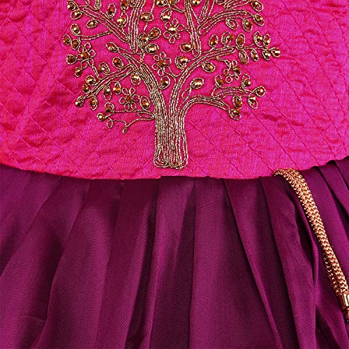 Image of Wish Karo Baby Girls Knee Length Satin Embroidered Party Dress-(fe2913nw)