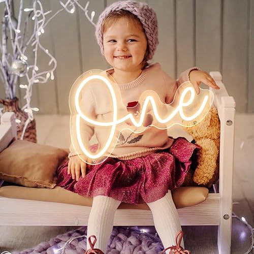 Letreros de neón para decoración de pared, letrero de luces de neón de un año, letrero LED de un número, luz nocturna para dormitorio de niños,