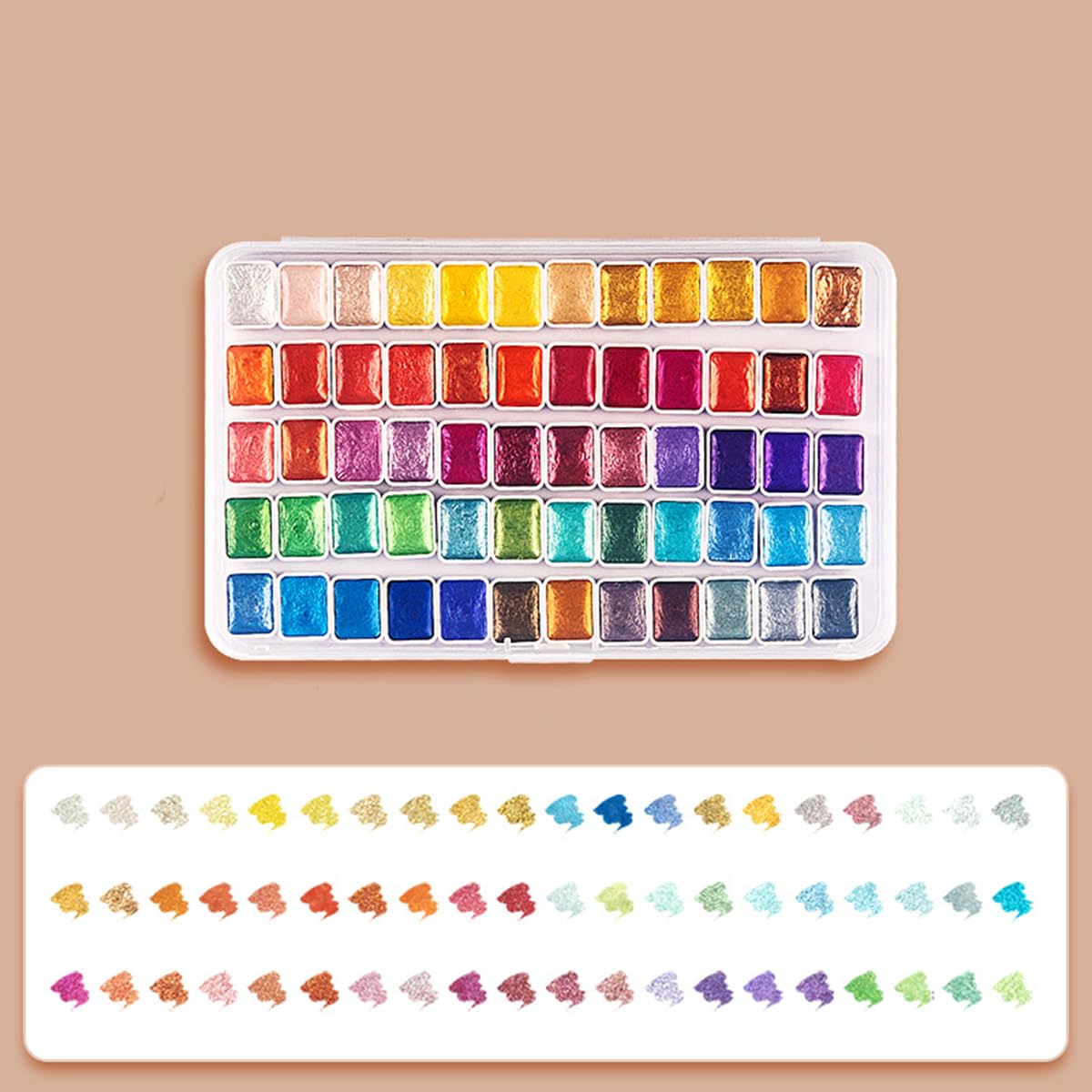 Amazon | 水彩絵の具 パール 60色セット 輝き 中国古典絵具