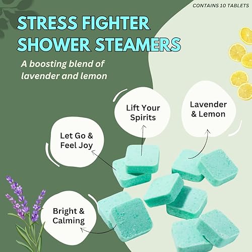 Miniatura 2 de Stress Fighter Shower Steamers Aromatherapy with Essential Oils, Made in the USA Shower Bombs, Shower Bomb Aromatherapy, Relaxing Gifts for Women,