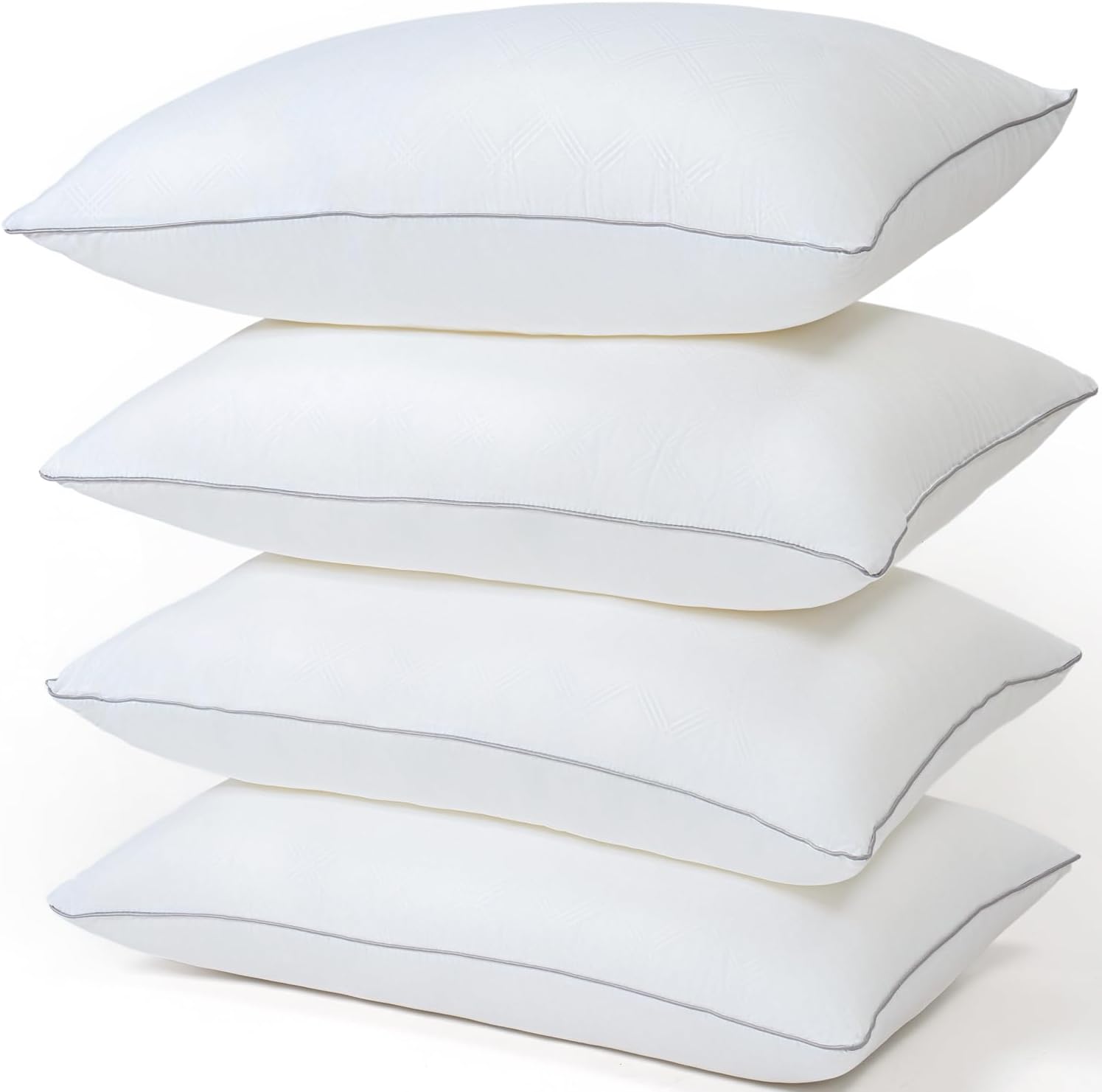 Pillows for Sleeping 4 Pack Bed Pillow Set of 4 for Side Back and Stomach Sleepers Down Alternative Filling Luxury Soft (White, King(4 Pack))