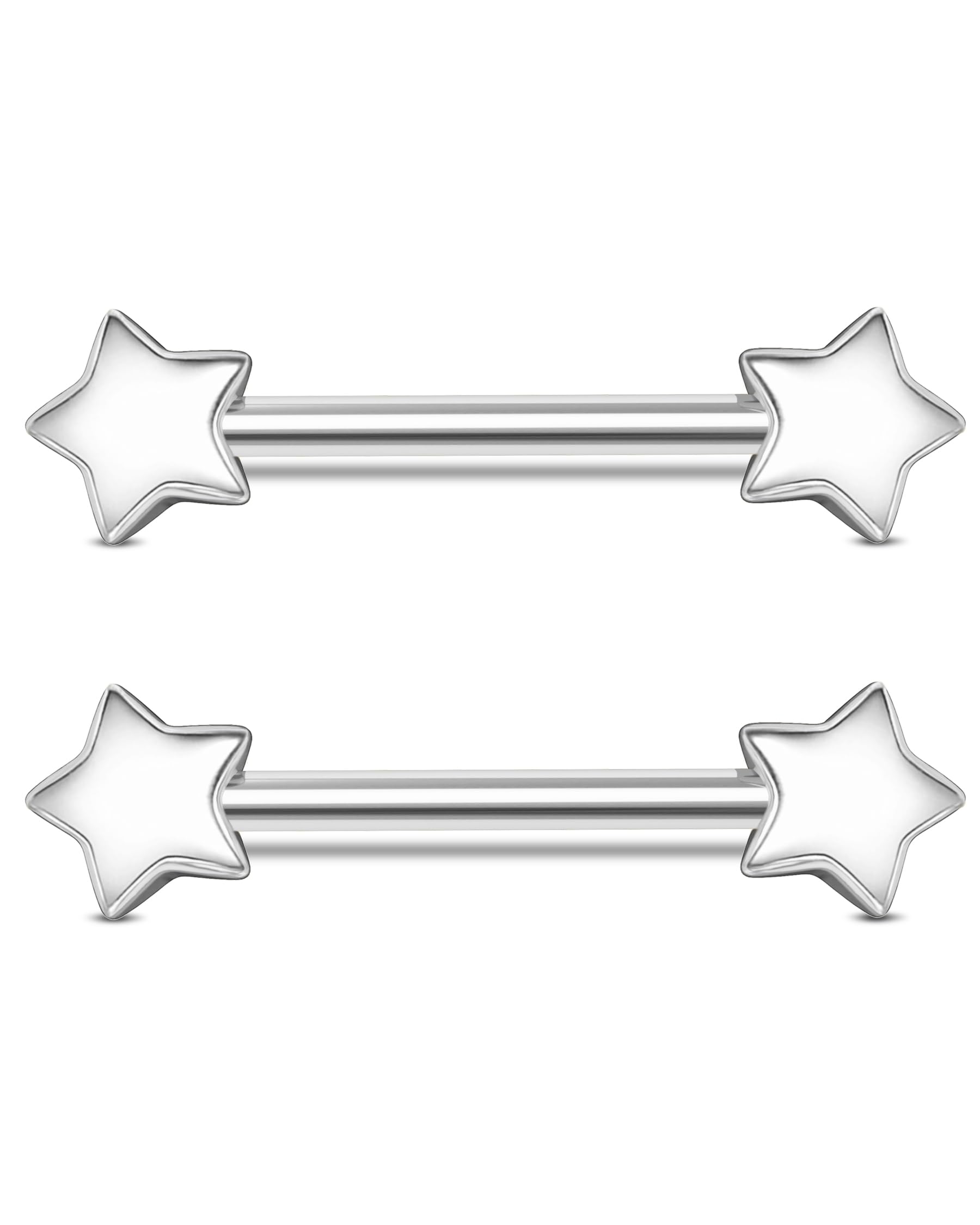 Jewseen Cute Star Nipple Rings Surgical Steel 14G 14mm Simple Piercing Jewelry