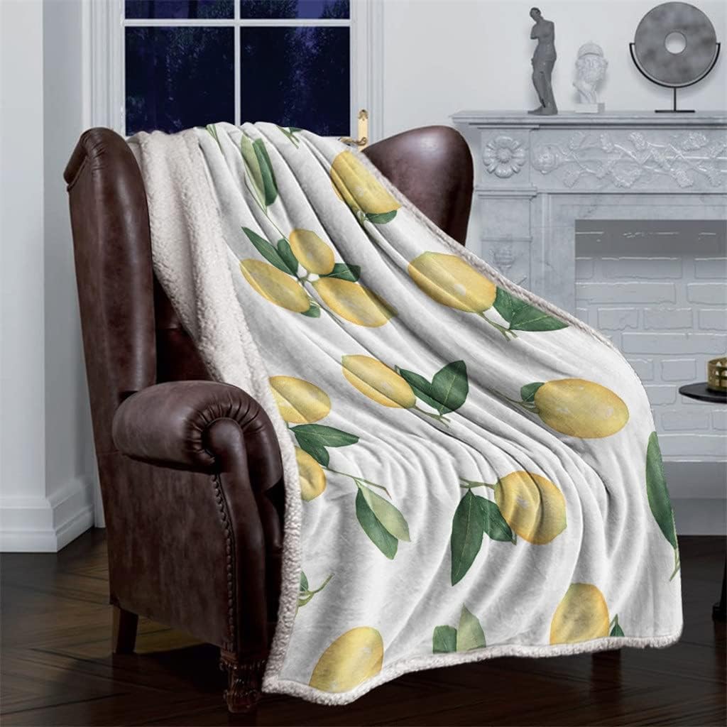 Lemon Fruit Sherpa Blanket Thick Velvet Flannel Bedspreads Office Nap Throw Sofa Cover Bedding