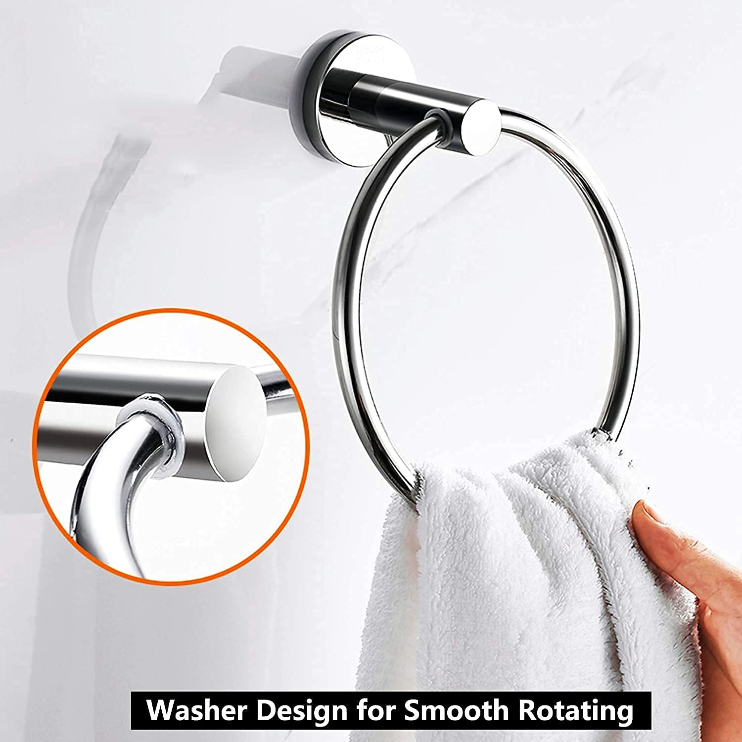 Lerkely Toallero de acero inoxidable, 16 cm, forma redonda, soporte para toallas de pared (clásico), color plateado