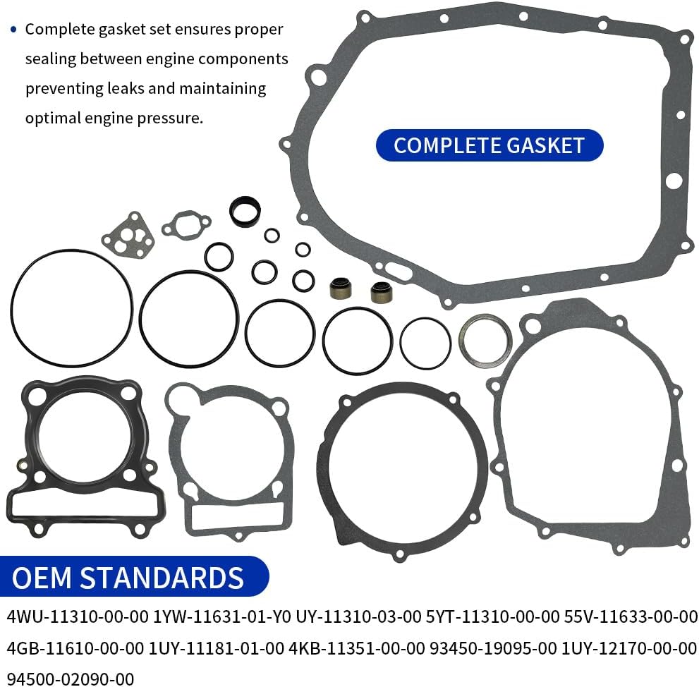 Camshaft & 83mm Cylinder Piston Complete Gasket Top End Rebuild Kit Compatible with Yamaha Warrior 350 Raptor 350 Bruin 350 1987-2006 Black