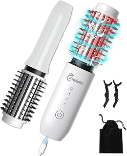 Curling Iron Brush, 1.5" Cordless Hair Curler, 3-in-1 Brush Curling Iron Hair Straightener Comb Rechargeable, 7000mAh Portable Ionic Heated Styling Brush, Suitable for All Hair Types, White