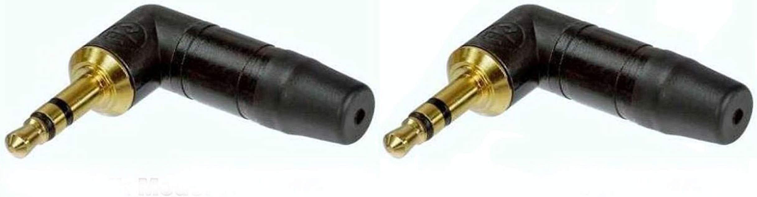 2 Neutrik NTP3RC-B 3.5mm 1/8" Stereo Right Angle Mini Headphone Plug Gold/Black