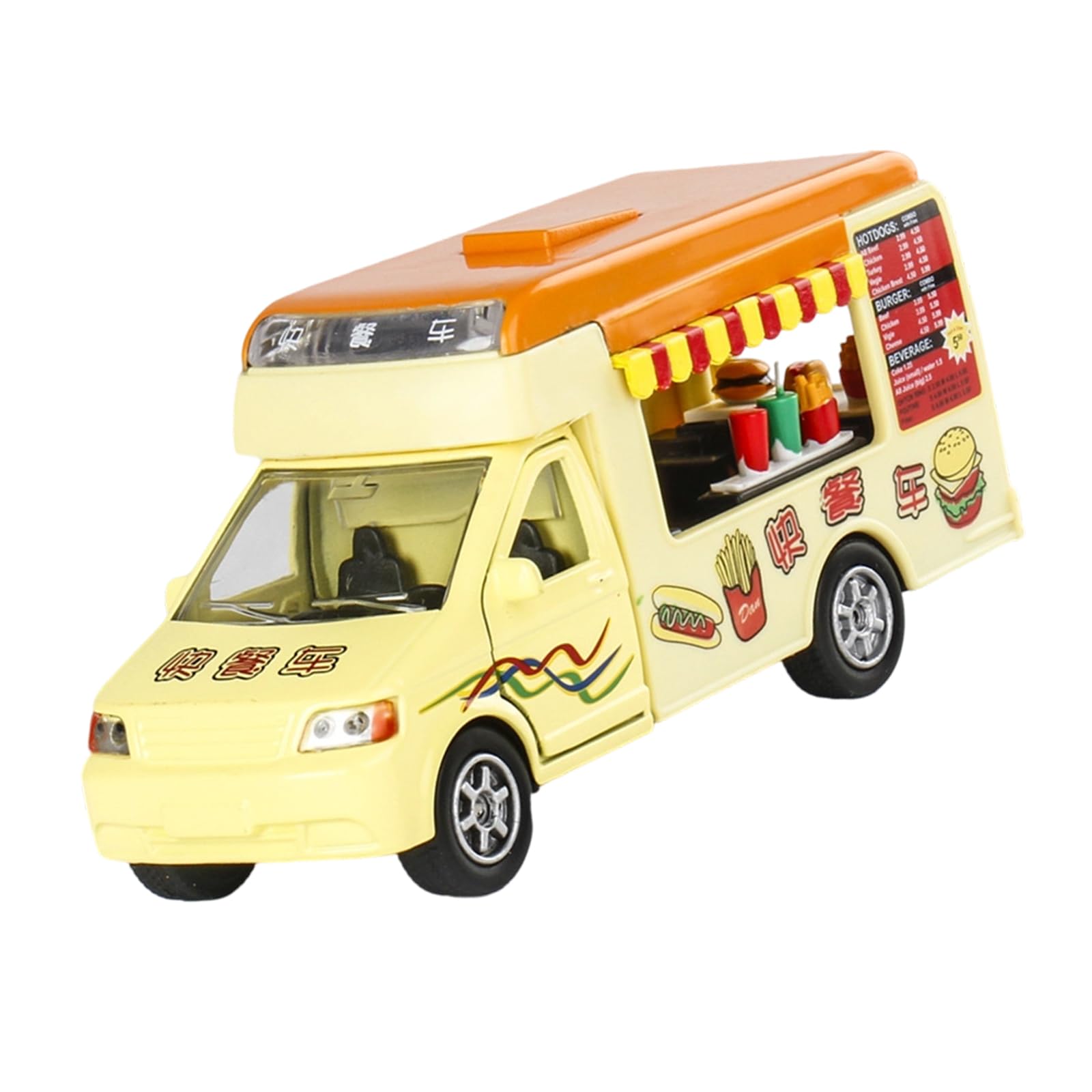 Cartoon Ice Cream Truck Model with Sound Light Pull Back Vehicle Collectible Toy for Home Decoration Kids Gifting Toy Ice Cream Truck Model