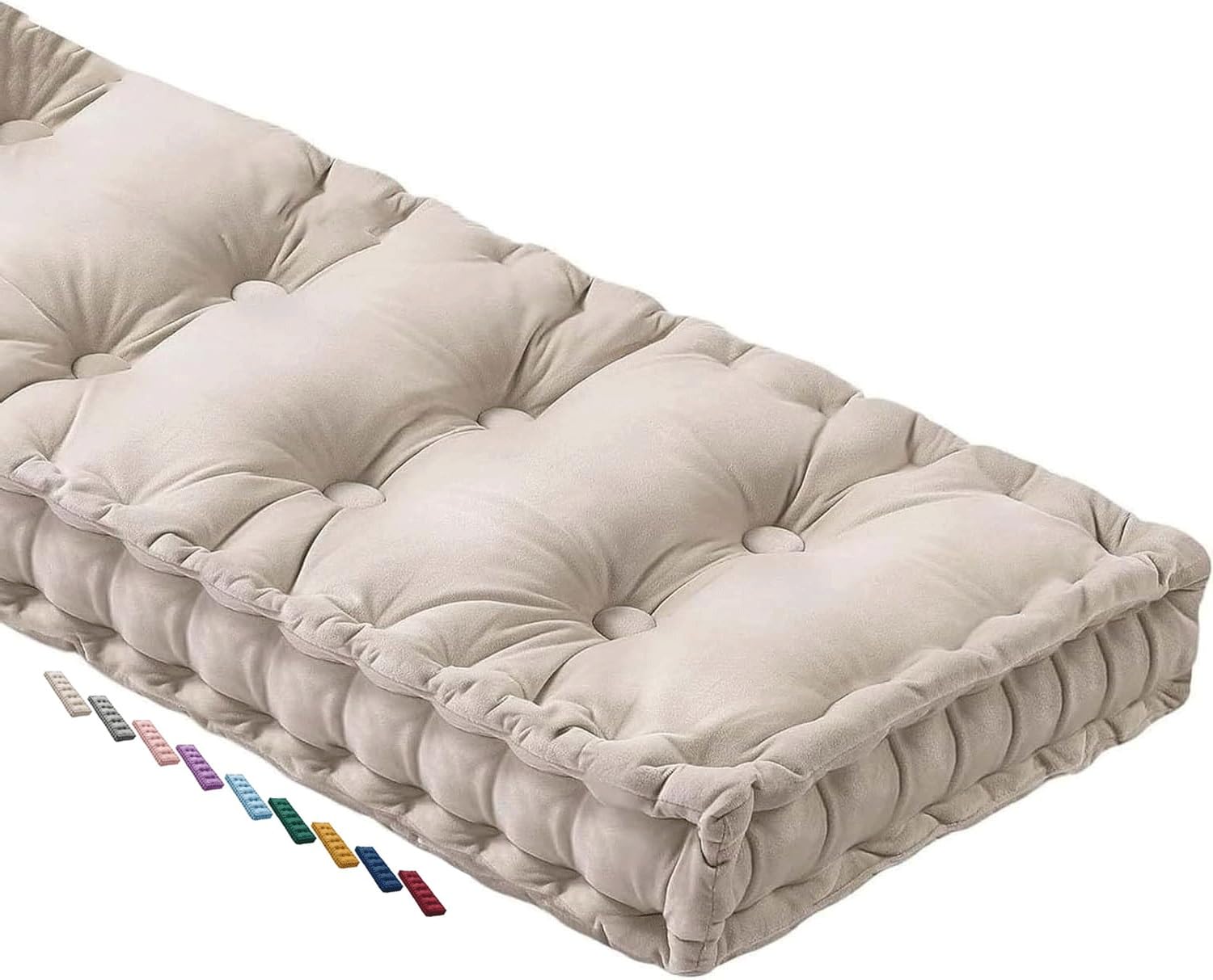 uyeoco Cuscino per Panca da Divano/Portico - 120/130/160/180x35/40/50 cm - Spessore 8-10 cm, resistente per Esterni/Interni (2-3 posti) - per Giardino, Pranzo, Altalene o Finestr(Beige,50x80cm)