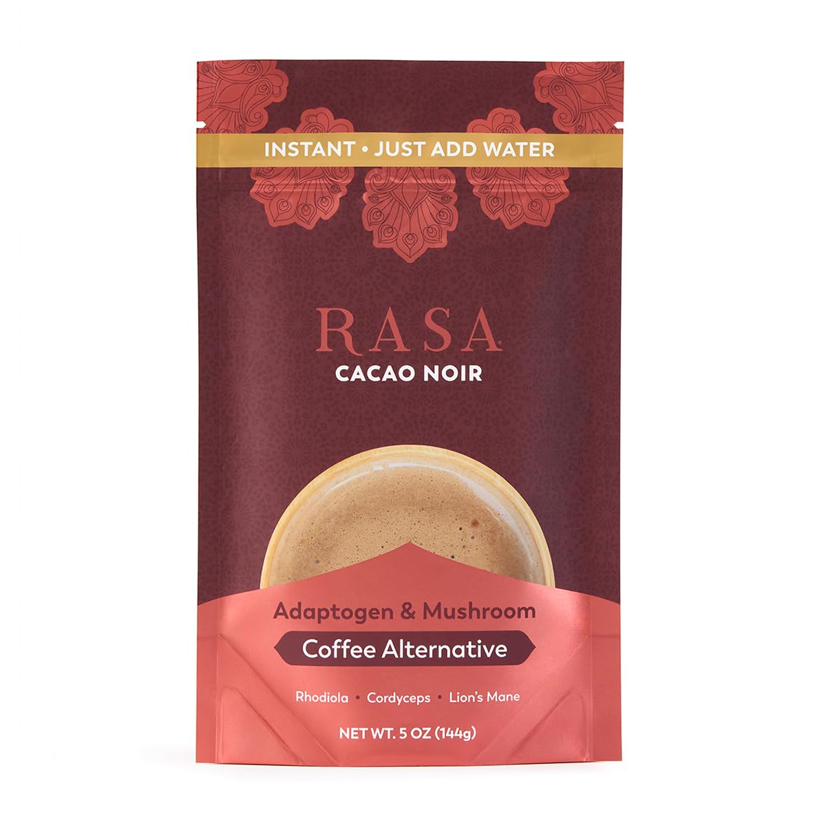 Rasa Cacao Noir, Organic – Adaptogenic Mushroom-Boosted Coffee Substitute | Vegan, Keto, Ayurveda Wellness Tonic with Lion's Mane + Rhodiola (5 oz / 24 Servings)