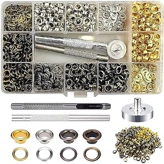 520 Sets Eyelet Punch Kit, 6mm 4 Colors Eyelet Grommet Kit, Brass Metal Eyelets with 3Pcs Setting Tools for Canvas, Tarpaulin, Leather, Tent, Awning, DIY Craft Fabric