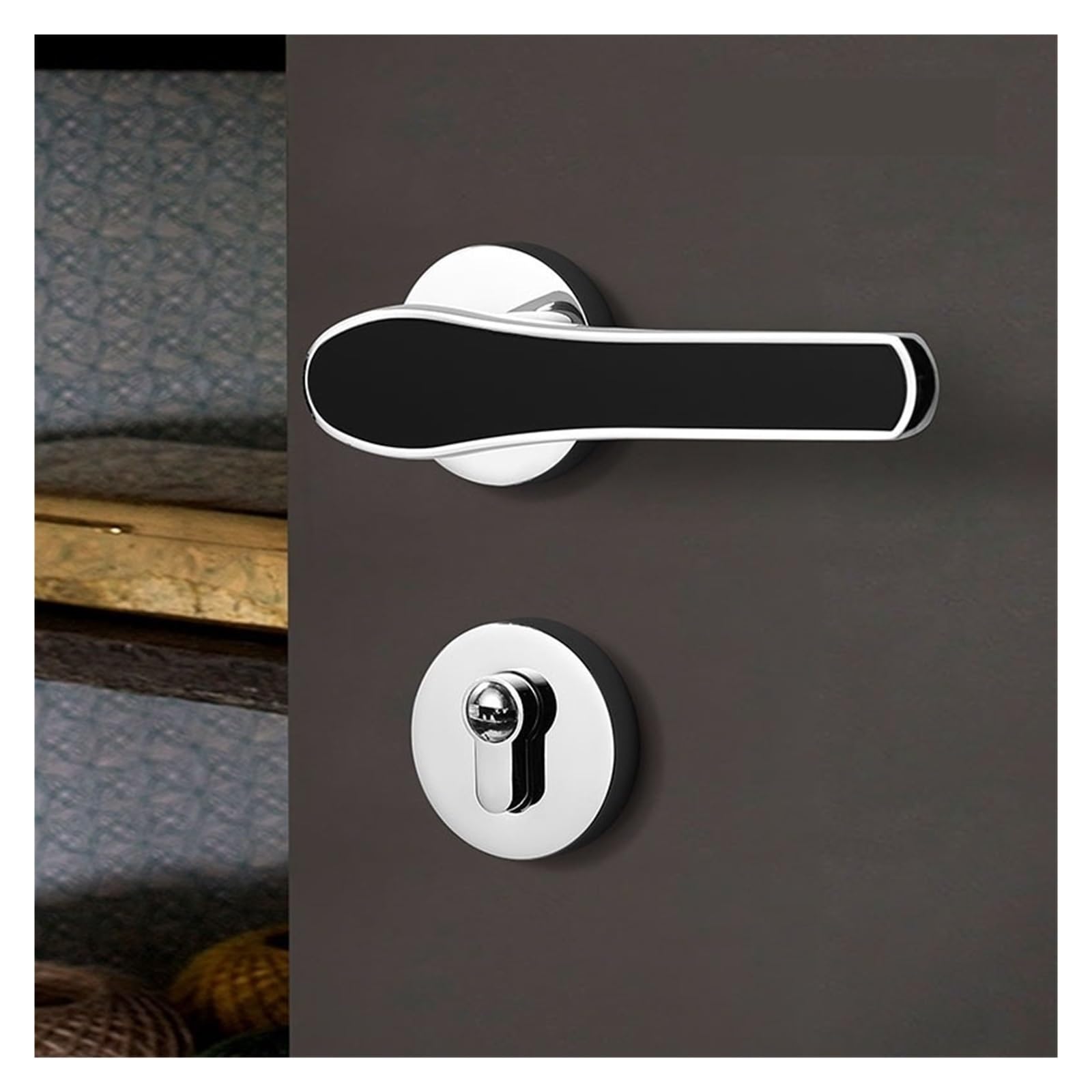 NYRXRYTCA Door Lock Household Lock core Door Handle Bedroom Door Indoor Wooden Door Bathroom Silent Mechanical Lock(Silver,Type B-Silent lock)