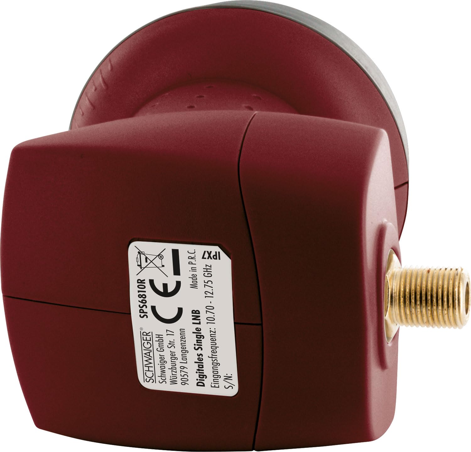 SCHWAIGER 326 Single LNB Low Noise Blockconverter Sun Protect Tapa LNB Digital Resistente al Calor Accesorios para Antenas parabólicas protección contra la Intemperie contactos Dorados Rojo