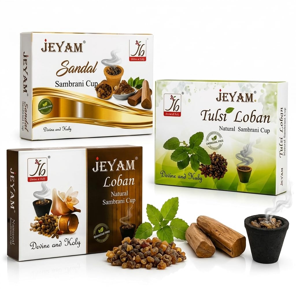 Deal Topper Premium Natural Cup Sambrani Combo Pack of 3 - Sandal, Tulsi, Loban Fragrances | 100% Herbal & Charcoal Free | 36 Cups Total | Long Lasting Aroma for Puja & Meditation-image-16