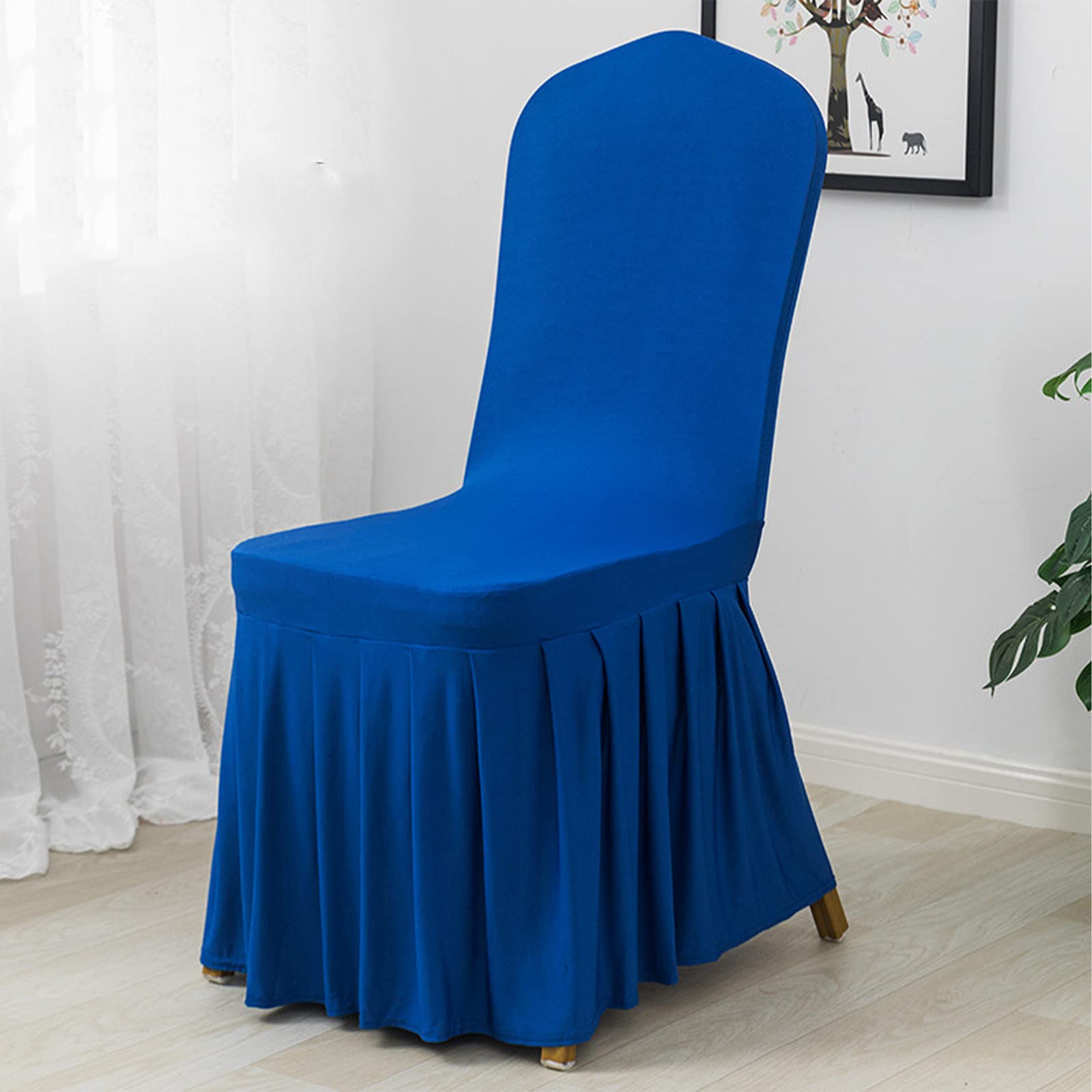 Set di 6 Copertura Sedie, Fodere per Sedie da Sala da Pranzo, Copriseduta Parsons Elasticizzate con Gonna Super Aderente, in Spandex, per Sala da Pranzo, Hotel, Cerimonie, Colore: Blu