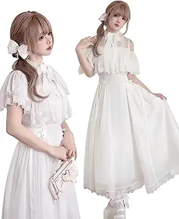 [KALAOK] ワンピース ロリータ ゴシック ゴスロリ 衣装 2点セット 地雷系 量産型 森ガール レース 原宿系 レディース ハロウィン コスプレ衣装 ゆめかわいい