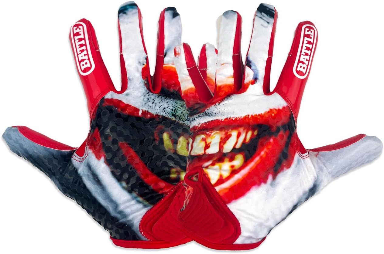 Battle Sports Chameleon Football Receiver Gloves, Premium Grip, Breathable Mesh