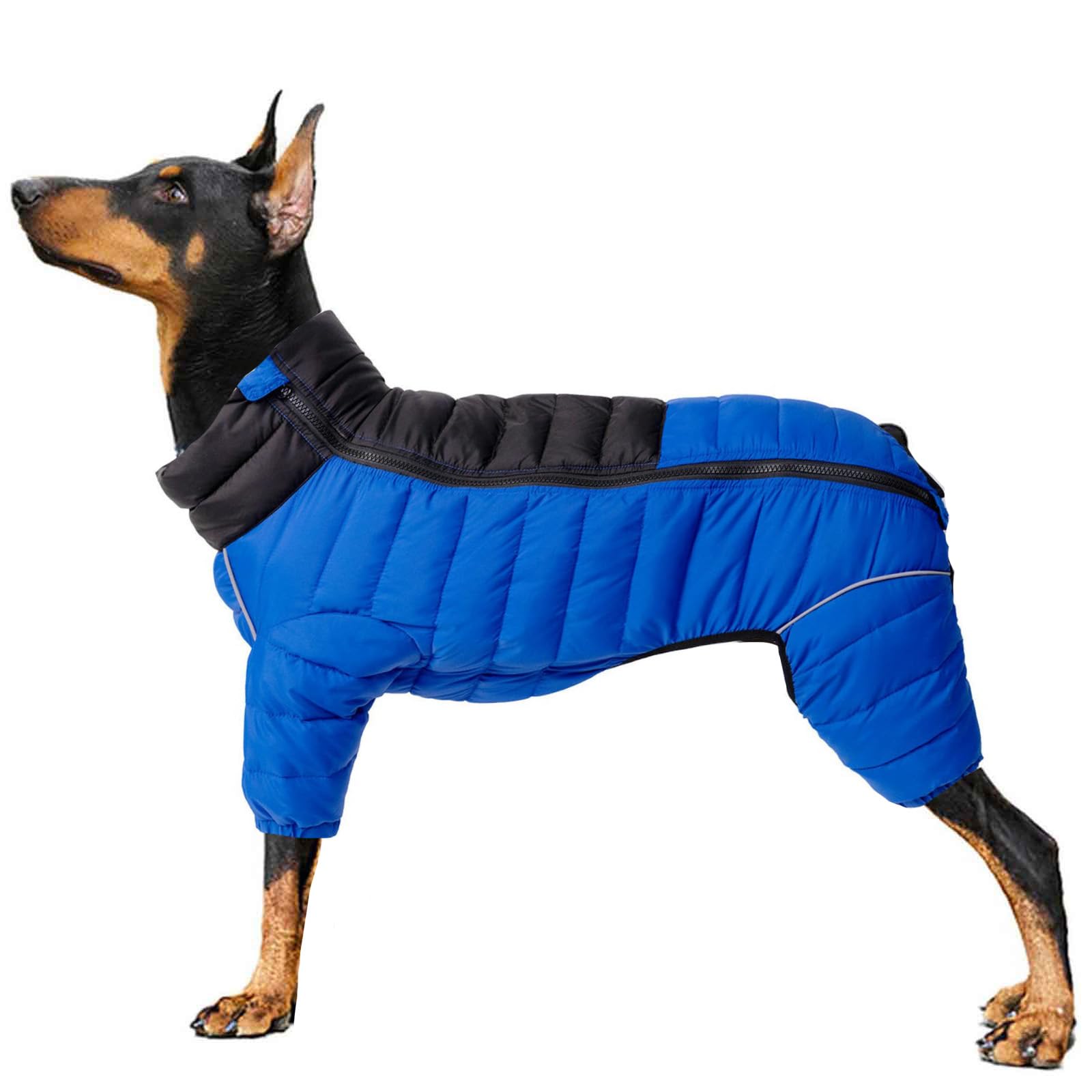 UOSIA Dog Puffer Jacket Full Body Dog Snowsuit Soft Lightweight Warm Dog Coat with Reflective Stripes Outdoor Windproof Dog Apparel for Small Medium Large Dogs Winter Dog Clothes