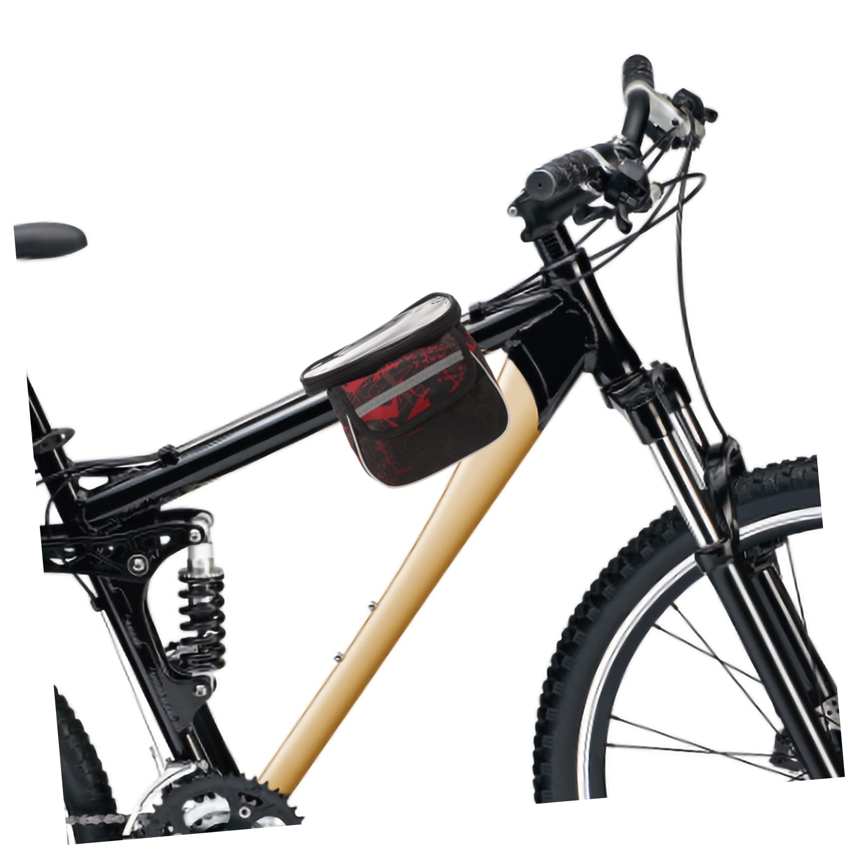 BESTonZON 4 Stück Mobiltelefontasche Gepolsterter Sitz Lenkerbeutel Fahrrad Satteltasche Zubehör Oberrohr Fahrradtasche Gepäckträgertasche Tankrucksack Oxford-Stoff + TPU-Touchscreen