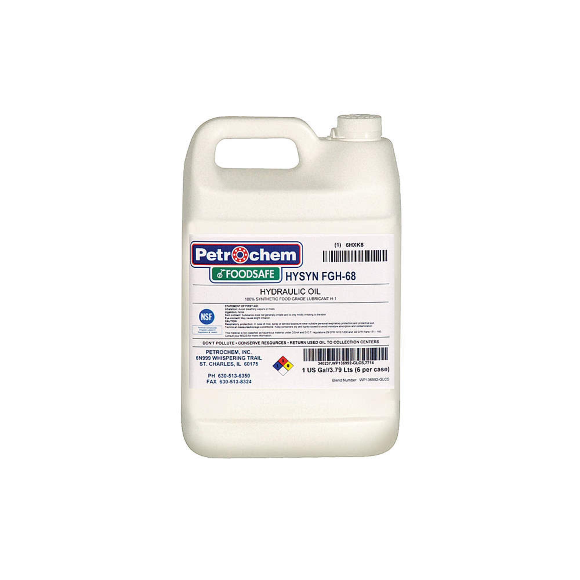 Synthetic Hydraulic Oil, Food Grade, 1 gal, ISO 68