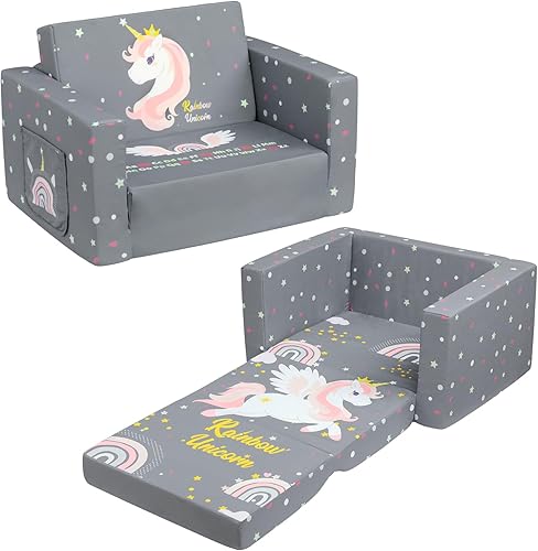 Miniatura 8 de ALIMORDEN 2 en 1 sofá abatible con Sherpa para niños, sofá convertible a tumbona, gris