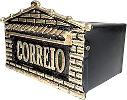 Caixa de Correio Cartas Frente de Alumínio Dourada Compacta Casinha