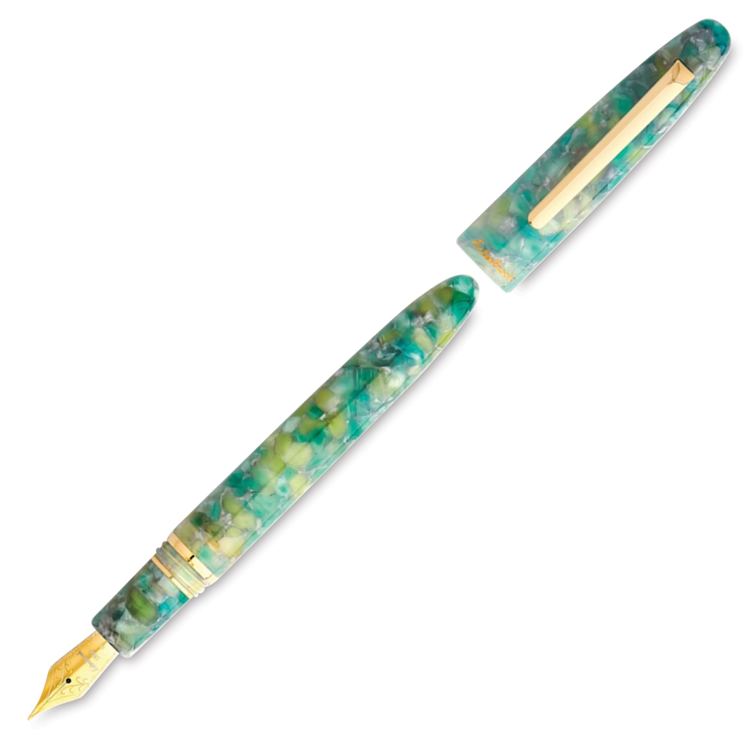 Esterbrook ESG816-M Estie Sea Glass Series Fountain Pen Made of Acrylic Marble Green Gold Nib Medium Line Width
