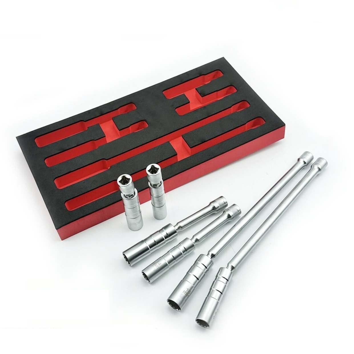 Schwenkbarer Zündkerzen-Steckschlüssel mit Magnet, 14 mm / 16 mm, dünnwandig, für 3/8-Zoll-Antrieb, 97 mm / 150 mm