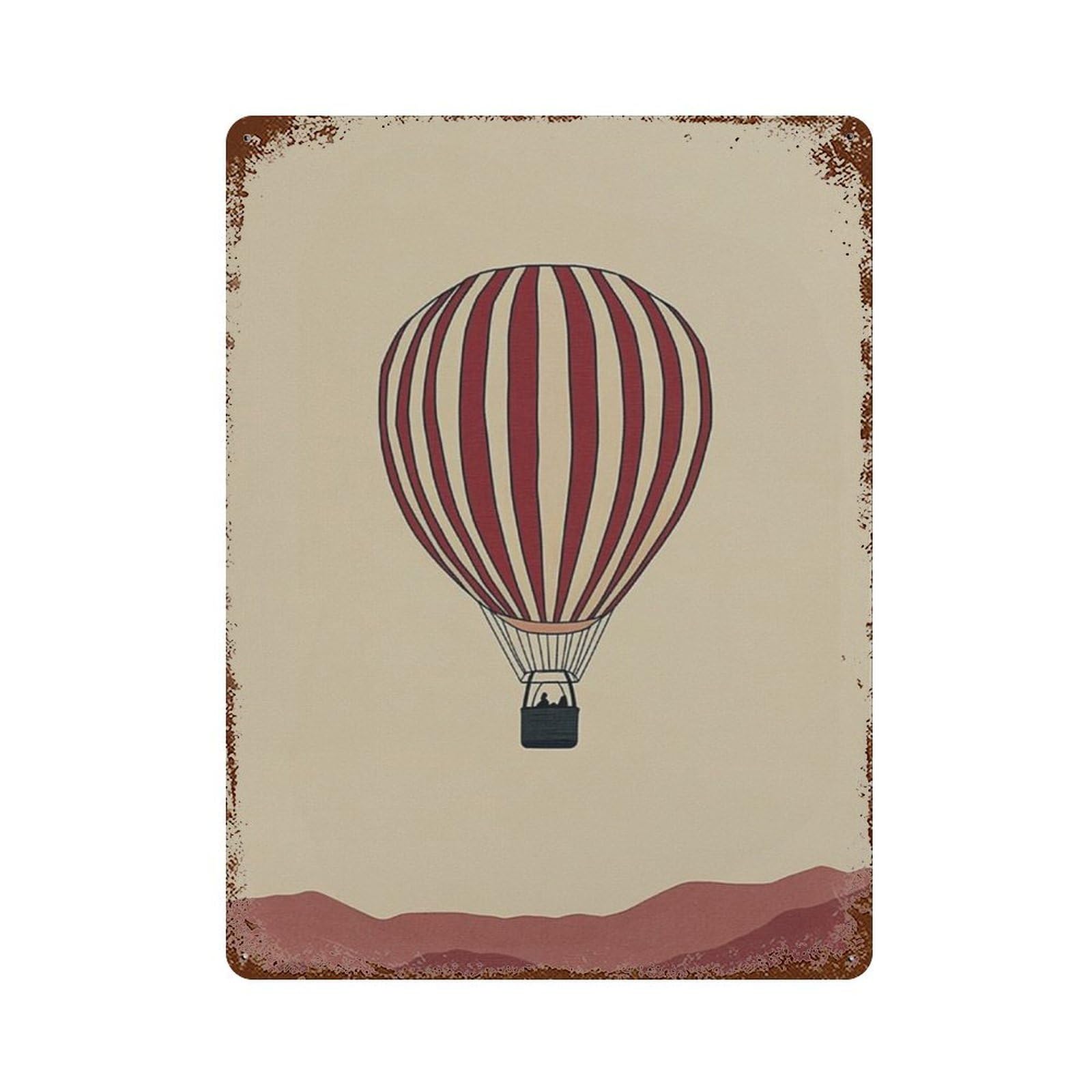 xiaoxiaoshen Hot Air Balloon Minimal Retro Landscape Travel Wall Decor Art Metal Tin Poster Modern Home Decor Art Home Bar Shop Decorations Vintage Sign 40x30cm