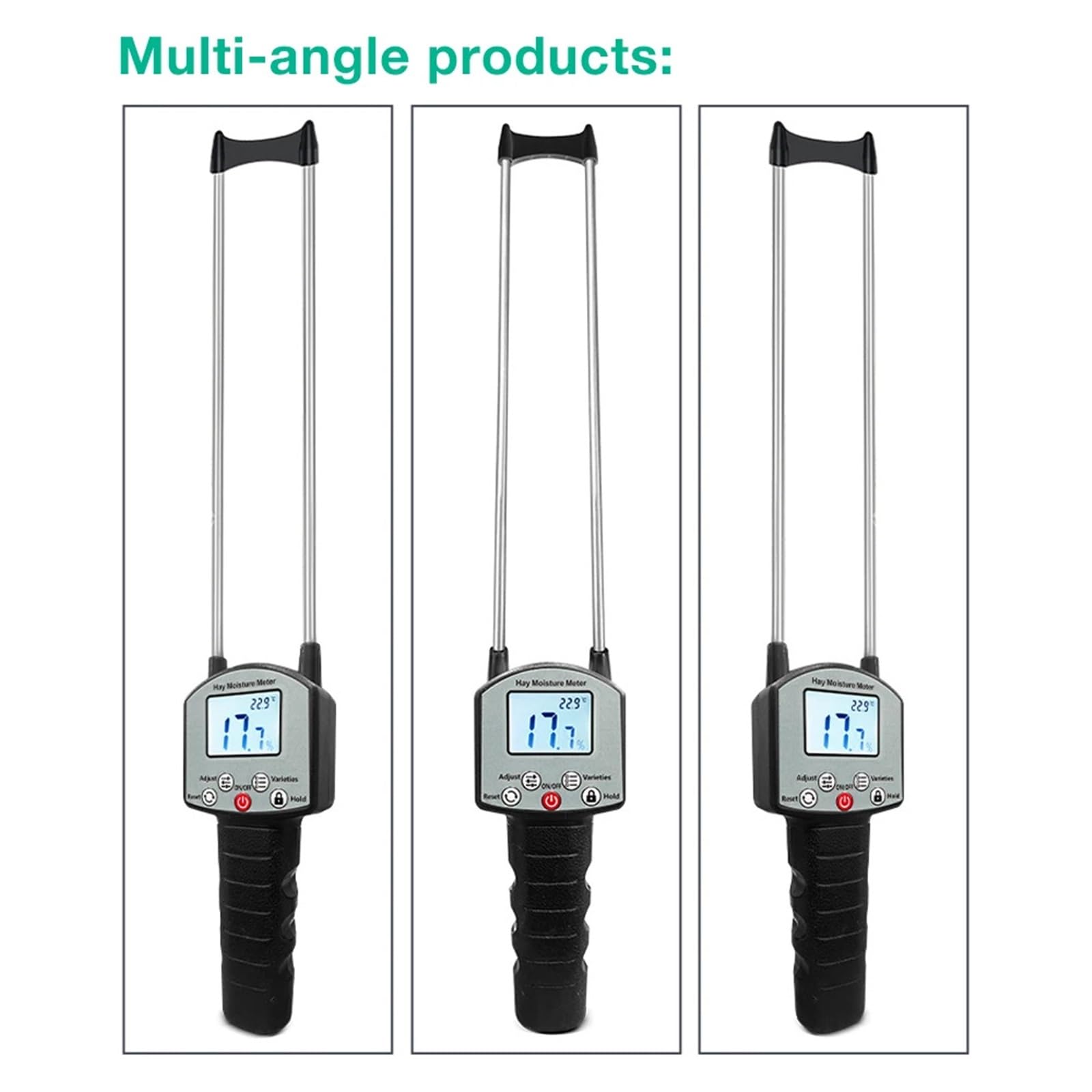 Medidor de Humedad de heno portátil con Pantalla retroiluminada, probador de Humedad de pastos, Paja de heno, 0-80%, higrómetro Digital Analizador Digital